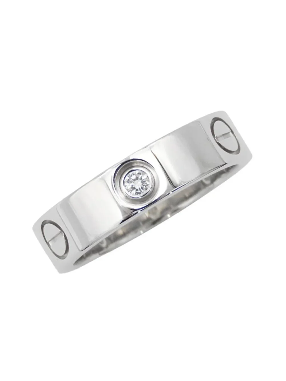 Cartier Love Ring White Gold 18K Diamond Half 59